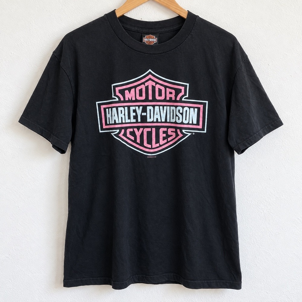 Harley-Davidson Las Vegas T Shirt Womens Medium Black Pink Graphic Motorcycle